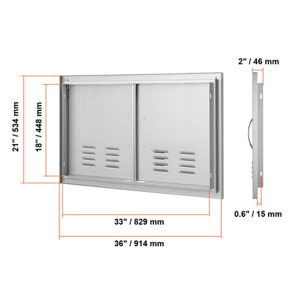 Stainless Steel BBQ Access Door for Outdoor Kitchen Island