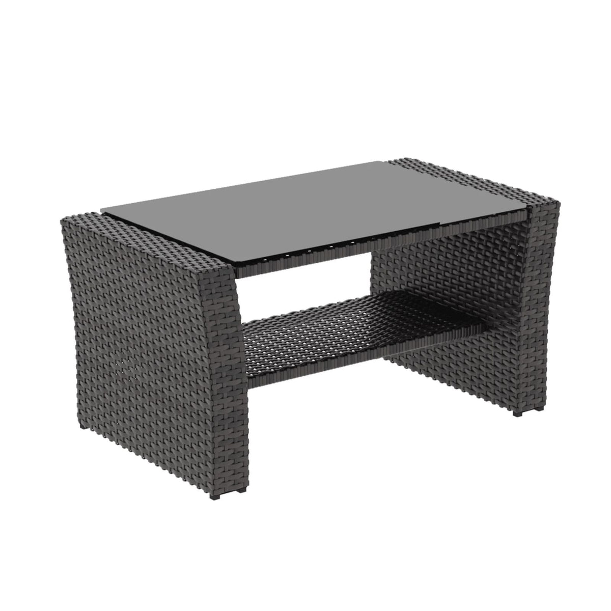 Blue Brown PE Rattan Patio Set with Glass Table for Poolside for Outdoor