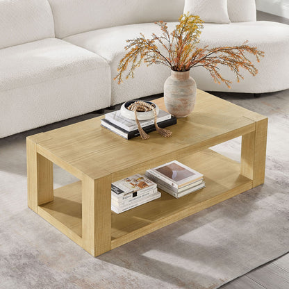 48 Inch Natural MDF Coffee Table - Rectangular Living Room Table