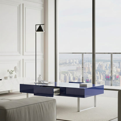 Blue MDF Steel Coffee Table - 52" x 26.8"