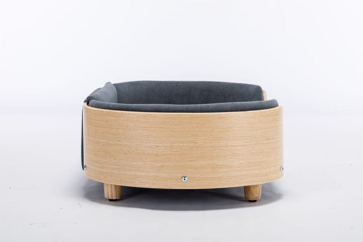 Dark Grey Scandinavian Dog Bed - Mid Size with Velvet Cushion
