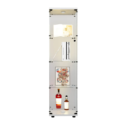 Glass Display Cabinet - 4 Shelves White