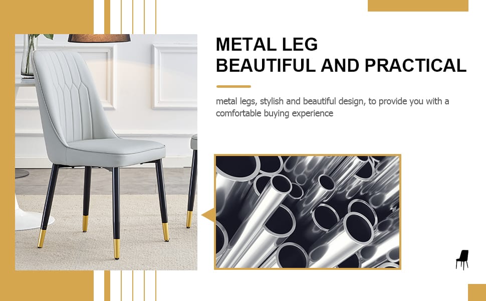 Light Gray Dining Chairs - 2 Piece Set PU Leather