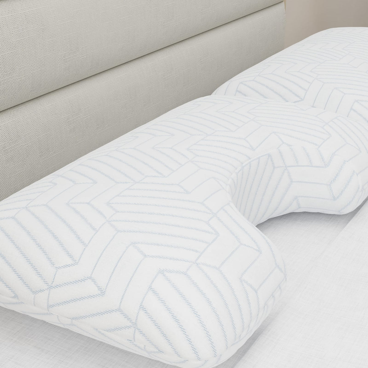 White+Blue Cooling Pillow - 29x16.5 Inch