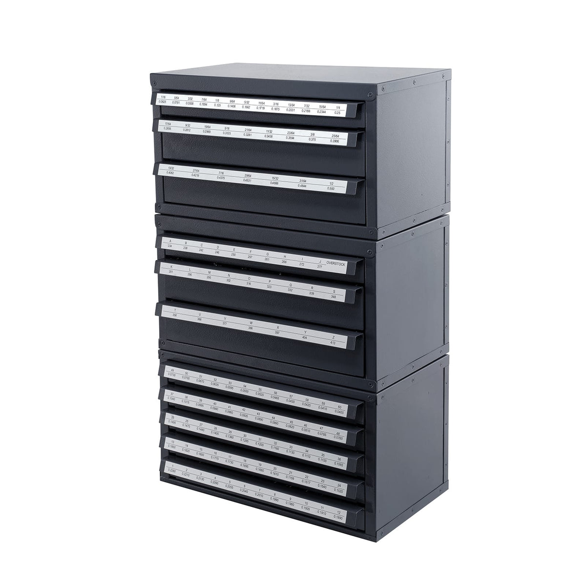 Gray Steel Drill Bit Dispenser Cabinet for Tool Storage