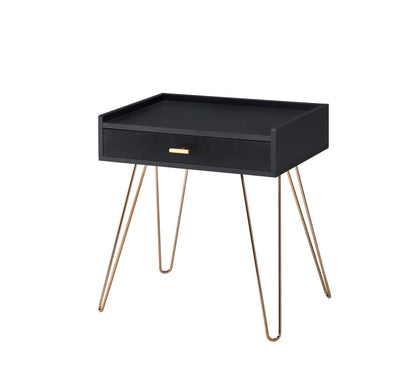 23.5" Black Accent Table with Copper Legs - MDF Material