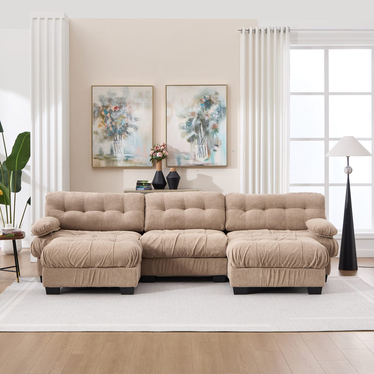U-Shaped Modular Sectional Sofa - Light Brown Comfort