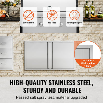 Silver Stainless Steel Outdoor Kitchen Access Door for BBQ Island