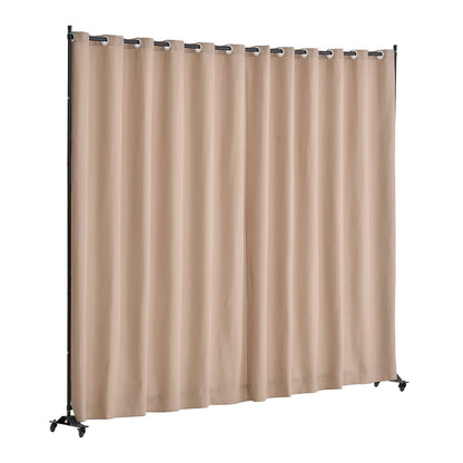 Light Tan Portable Room Divider with Wheels for Bedroom Privacy