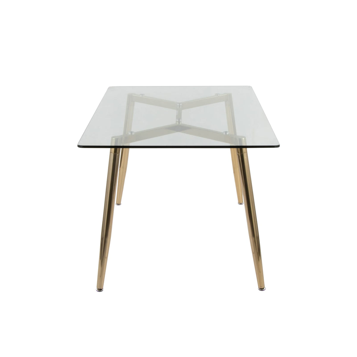 Gold Glass Dining Table with Metal Legs for Modern Dining Room