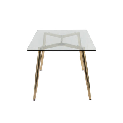 Gold Glass Dining Table with Metal Legs for Modern Dining Room
