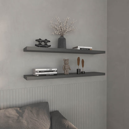 Grey Floating Shelves - 2 Shelf Display Unit for Living Room