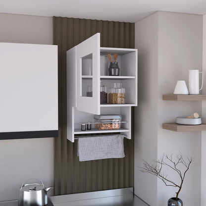 Kitchen Wall Cabinet 29" H - White with Towel Rack & Spice Shelf