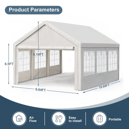 10'x20' Carport Car Canopy - Weather-Ready Outdoor Gazebo