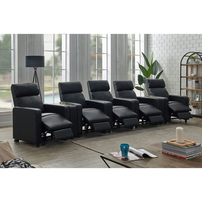 Warren Black Upholstered 5-seater Home Theater with 2 Wedge Consoles