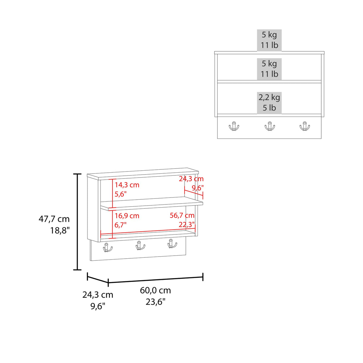 Multi-Shelf Wall Shelf - Modern Style for Living Room