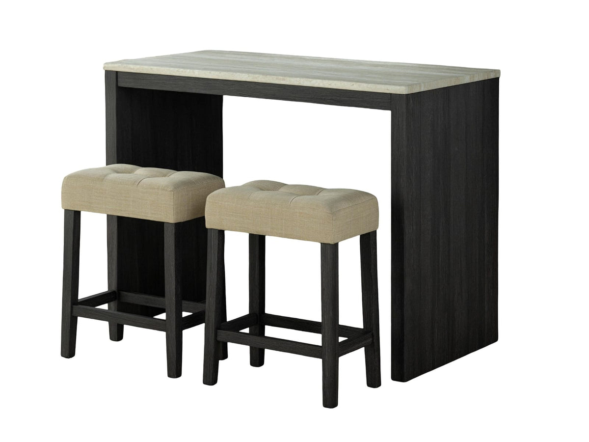 Two-Tone Dining Set for Dining Room Featuring Rubberwood and Fabric Seats