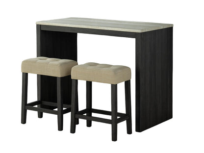 Two-Tone Dining Set for Dining Room Featuring Rubberwood and Fabric Seats
