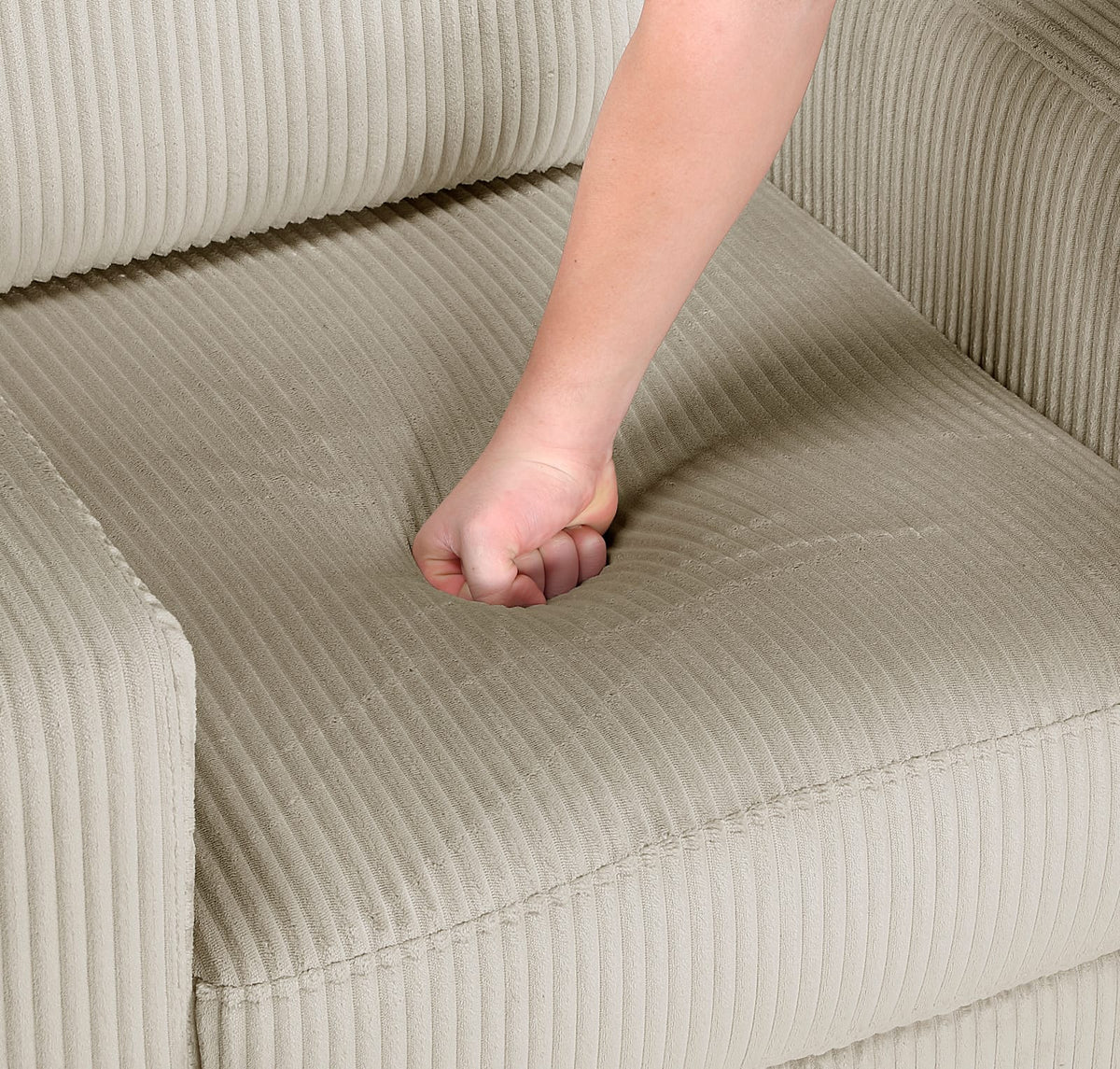 Taupe Corduroy Sofa with Solid Wood Frame for Modern Living Rooms
