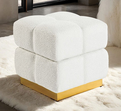 Beige Engineered Wood Storage Stool - 18"x18"x18.5"