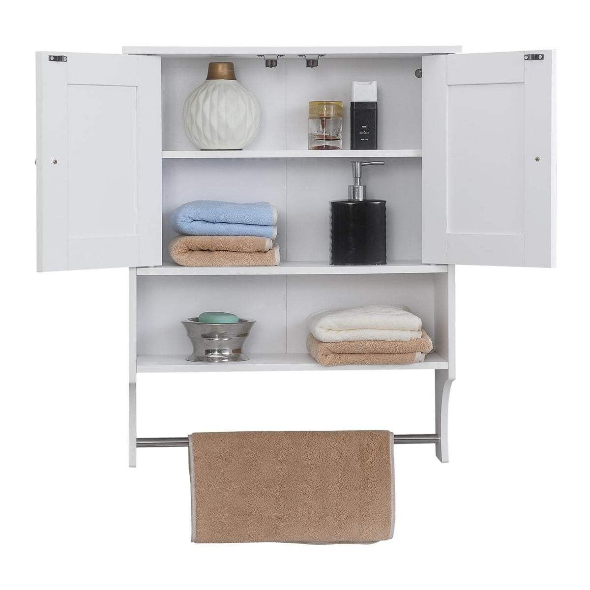 White Farmhouse Over-the-Toilet Storage Cabinet - Bathroom Utility
