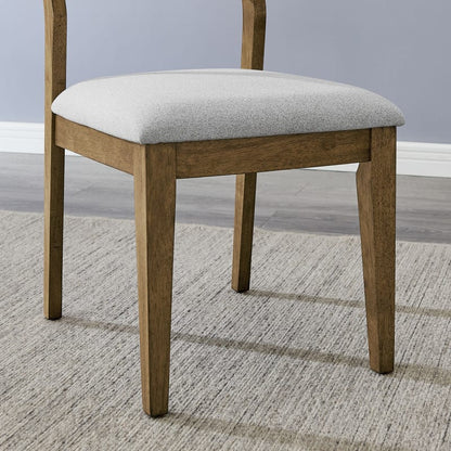 Brown Oak Wood+Fabric Dining Set with Chairs for Kitchen or Dining Room