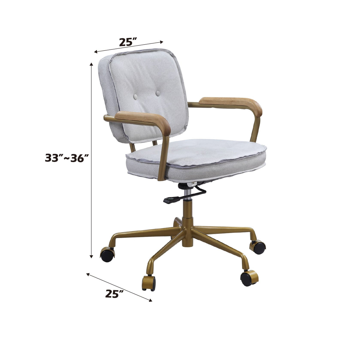 Antique White Gray Leather Office Chair - 360 Swivel