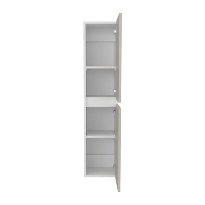 White Bathroom Cabinet - 2 Doors, 4 Shelves