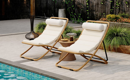 TREXM Folding Patio Chair - Yellow Steel Rattan