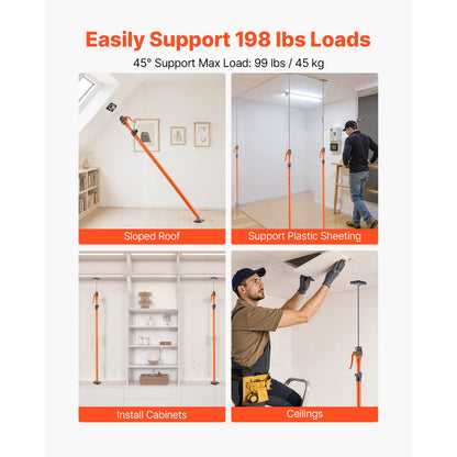 Cabinet Jack Support Pole - 4 Pack, Adjustable Telescopic Rod (Black+Orange)