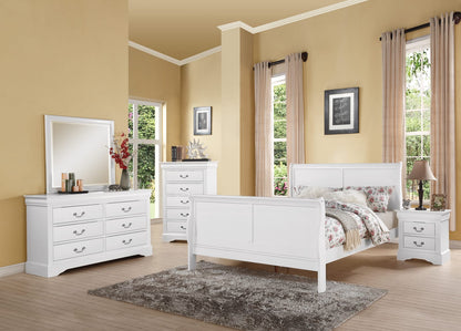 White Queen Sleigh Bed - Wood Frame, Box Spring Required