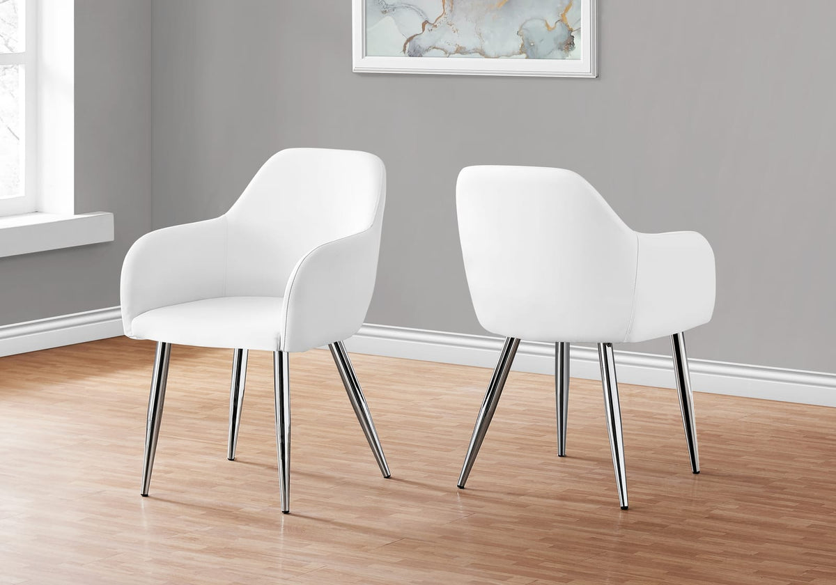 Dining Chairs Set of 2 White Faux Leather - Modern Kitchen Seating