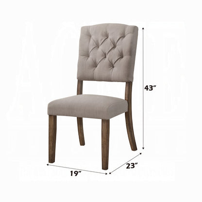 Beige Oak Dining Chairs Set of 2 - Rustic Transitional Style