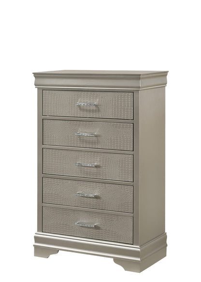 Beige 5-Drawer Tall Chest Bedroom Furniture