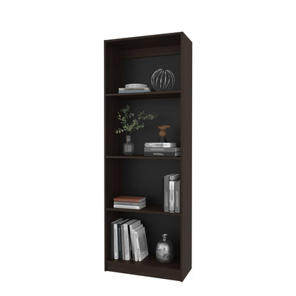 Dark Walnut Bookcase - 4 Shelves, Particle Board for Living Room