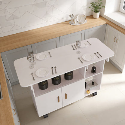 Dining Room Modern Folding Dining Table with Wheels for Kitchen Storage and Living