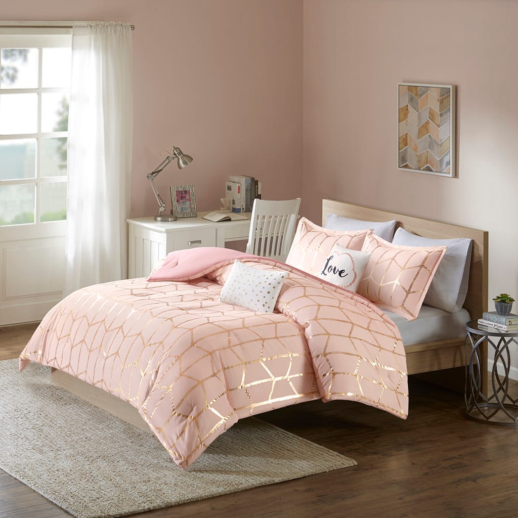 Full Blush Gold Metallic Comforter Set