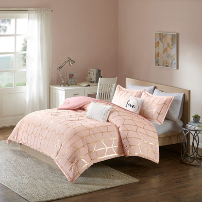 Full Blush Gold Metallic Comforter Set