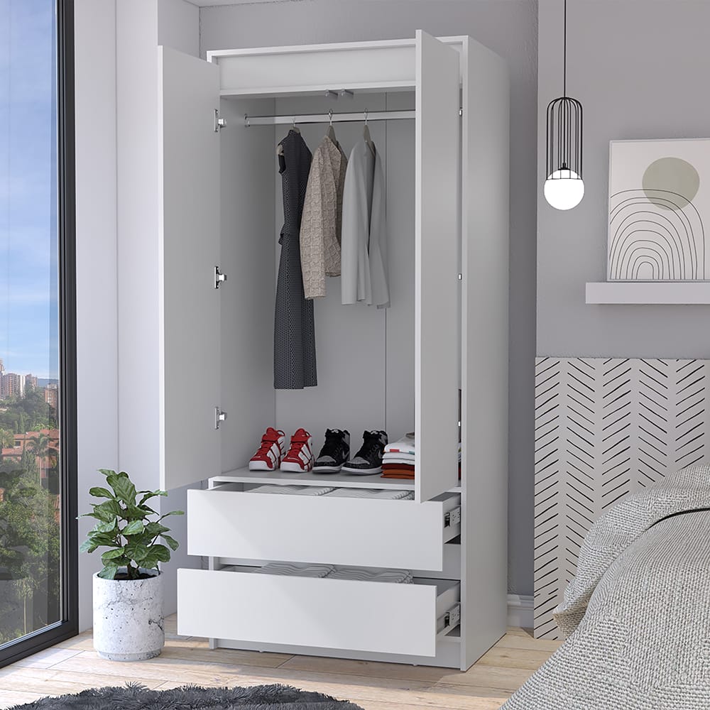 White Bedroom Dresser - 70.87" Wide Storage Cabinet