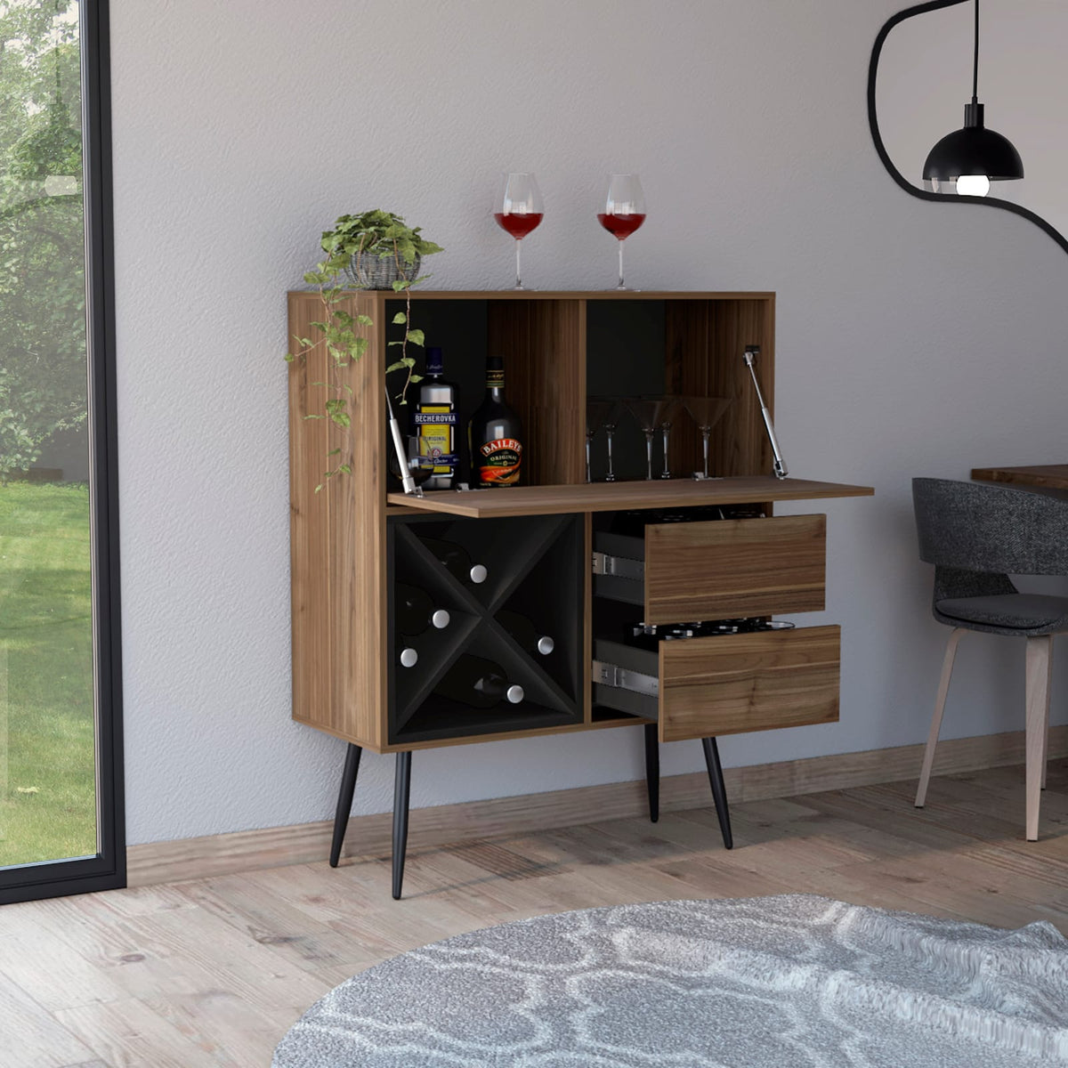 Modern Multicolor Particle Board Wine Rack Kitchen Storage Cabinet