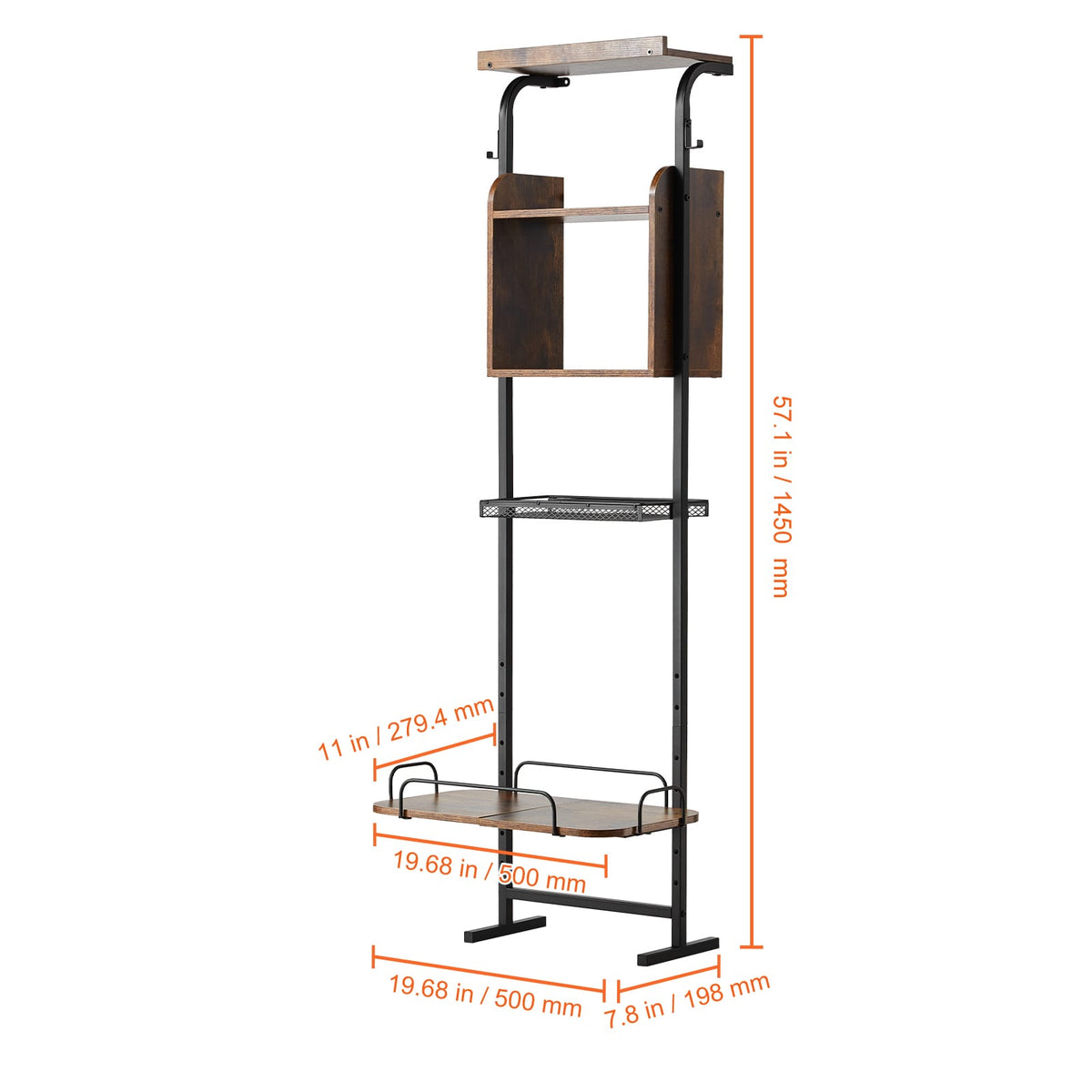 Pet Feeding Station with Storage - Black Metal & Wood
