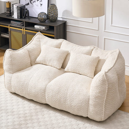 Soft Beige Chenille Bean Bag Chair - Family Room Comfort for Living Room