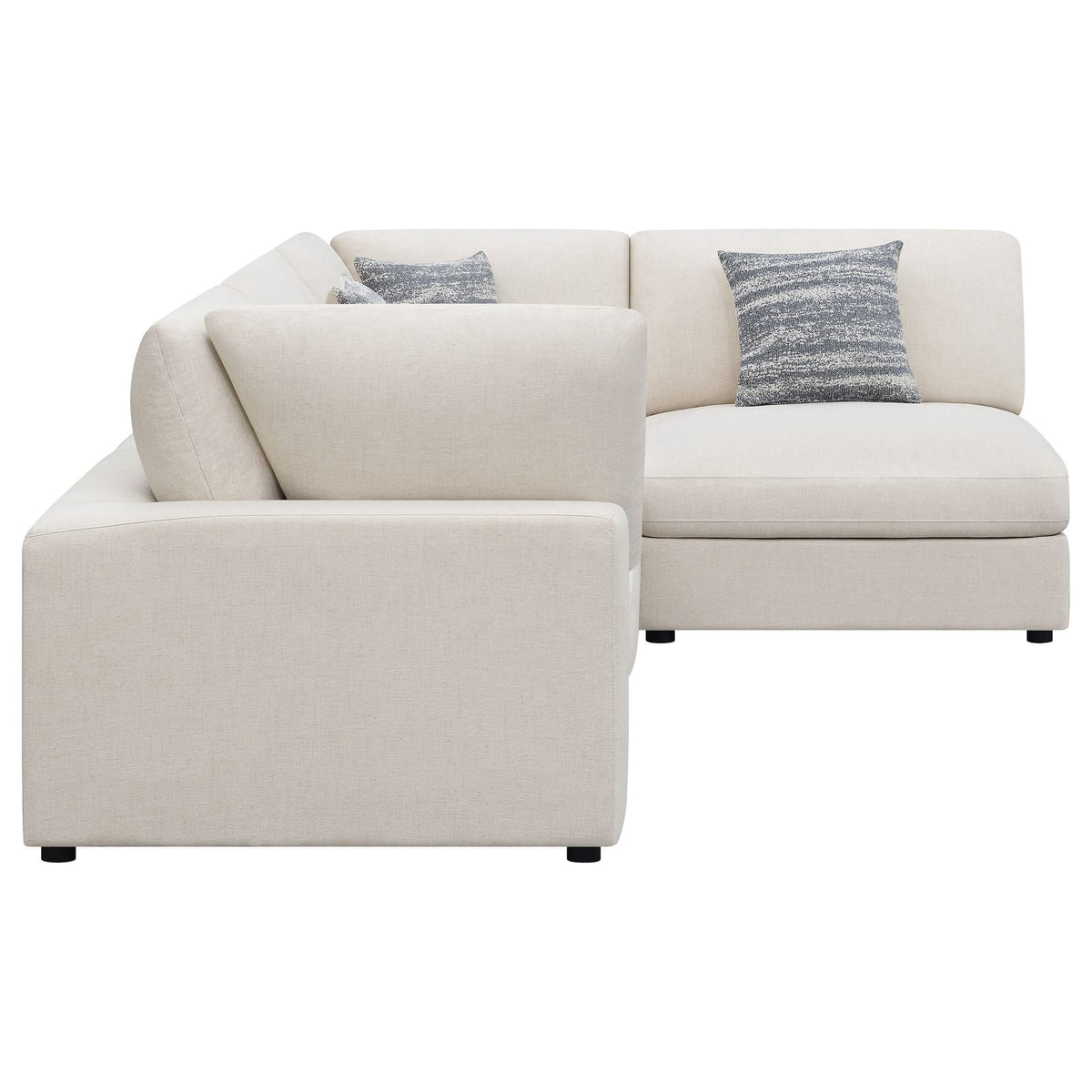 Beige Upholstered 4 Seat Sectional Sofa