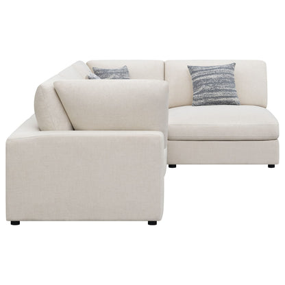 Beige Upholstered 4 Seat Sectional Sofa
