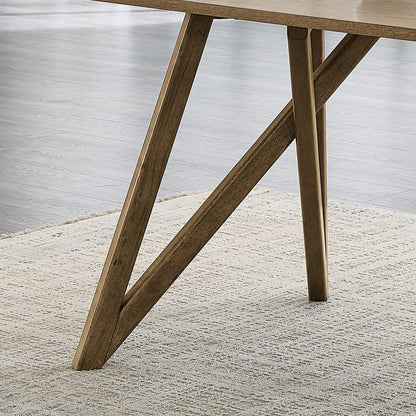 Darla Dining Table - 70" Walnut Oak Geometric Cross Base