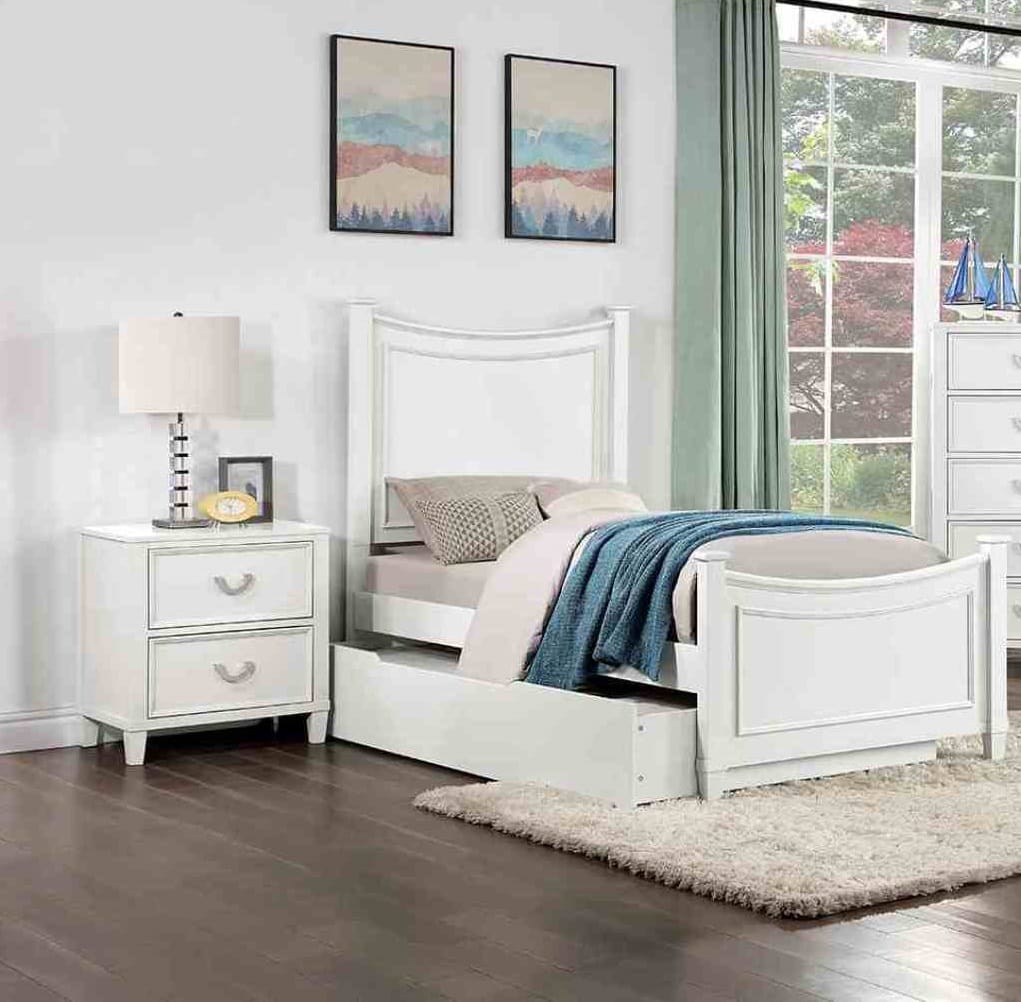 Small White Bedside Cabinet with 2 Drawers