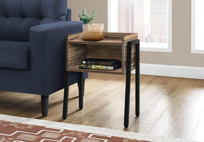 Brown Metal Accent Table with Storage - 2 Tier Side Table for Living Room