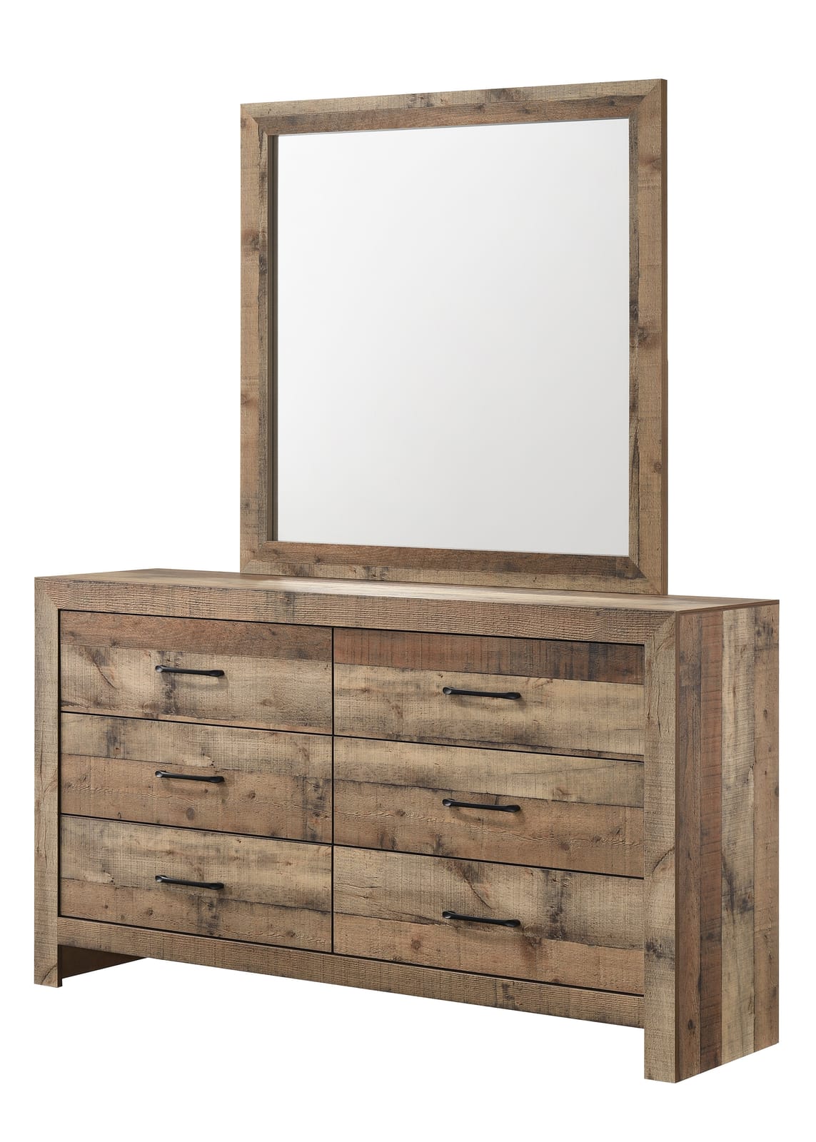 Brown Wood Dresser - 6 Drawers Bedroom Furniture