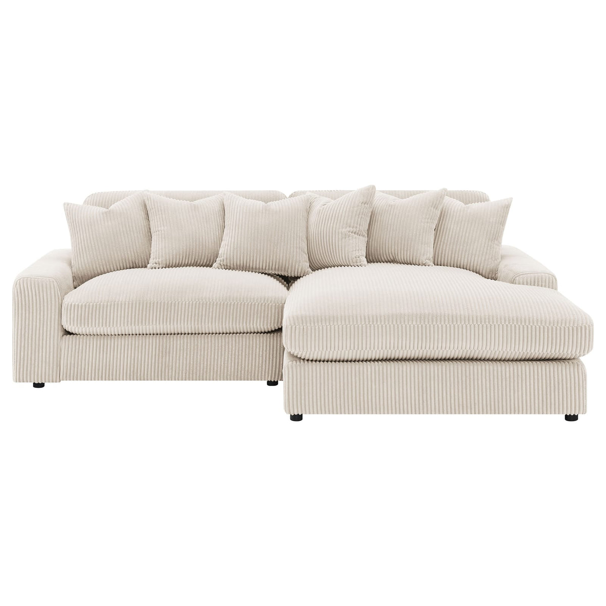 Sand Upholstered L-Shaped Sectional Sofa - 4 Seats