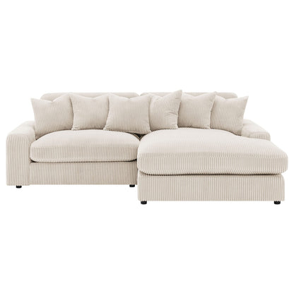 Sand Upholstered L-Shaped Sectional Sofa - 4 Seats